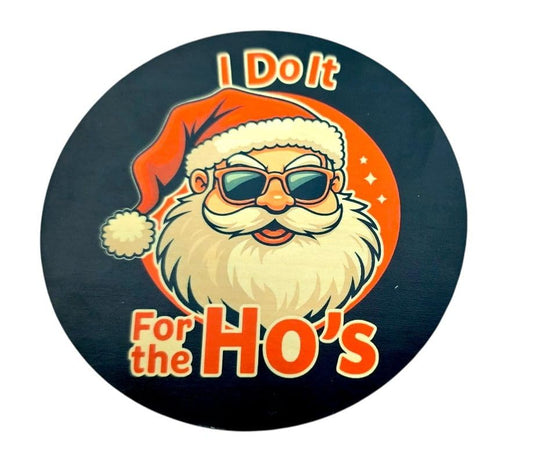 Humorous Christmas Wooden Coasters – 4-Pack Double-Sided Merry Kiss My Ass/I Do It for The Ho’s” Design | Sous-verres en Bois Noël (4 unités) - Cadeau drôle fait Main
