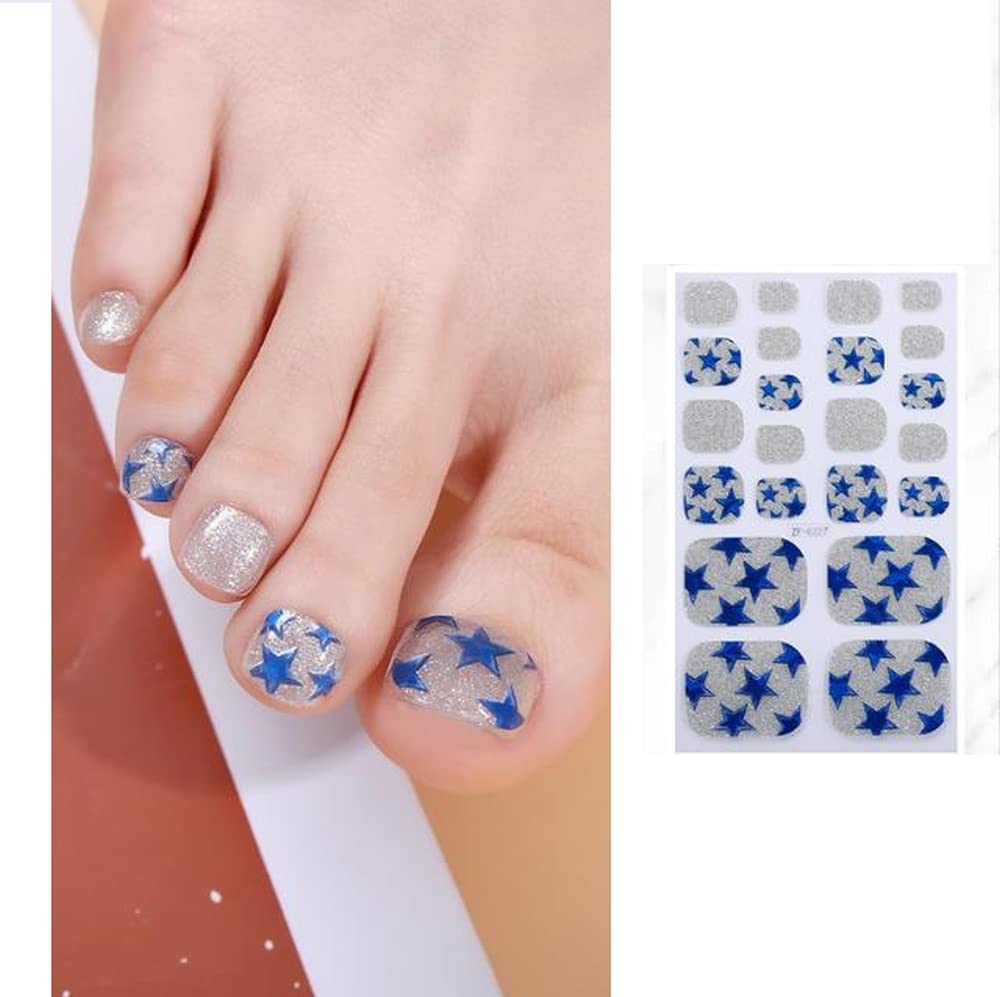 Silver and Blue Stars and Glitter Toe Nail Wraps Show Your Pride for This 4th of July with These Cute Star Inspired Stickers
