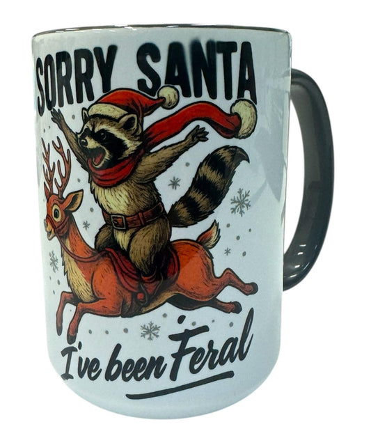 15oz Ceramic Holiday Mug with Matching Coaster – Raccoon Christmas Edition/Tasse 15oz avec Dessous-de-Verre Agencé – Édition Ratons Laveurs