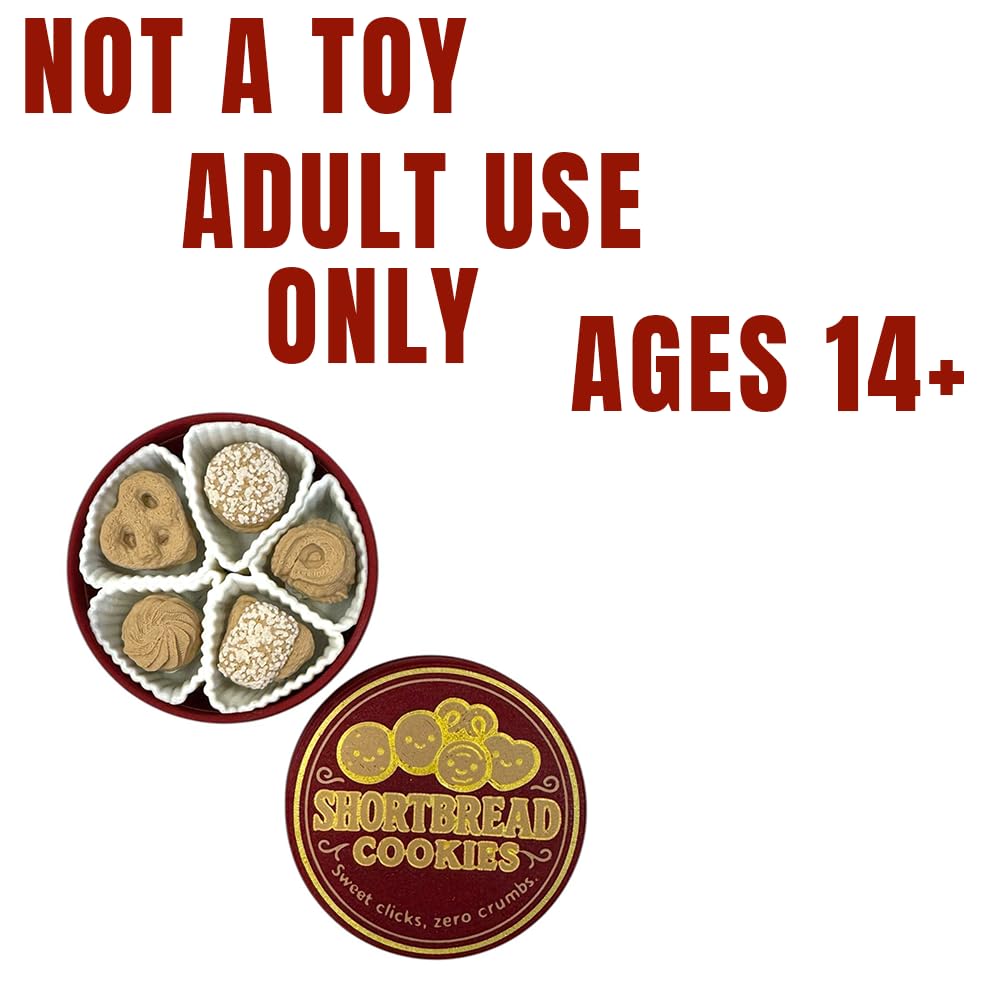 NOT A Toy – Shortbread Cookie Tin–Style Adult Desk Clicker (Red), Decorative Desk Accessory, Ages 14+ / Accessoire de Bureau Décoratif - Tactile Desk Accessory - Sensory Desk Object
