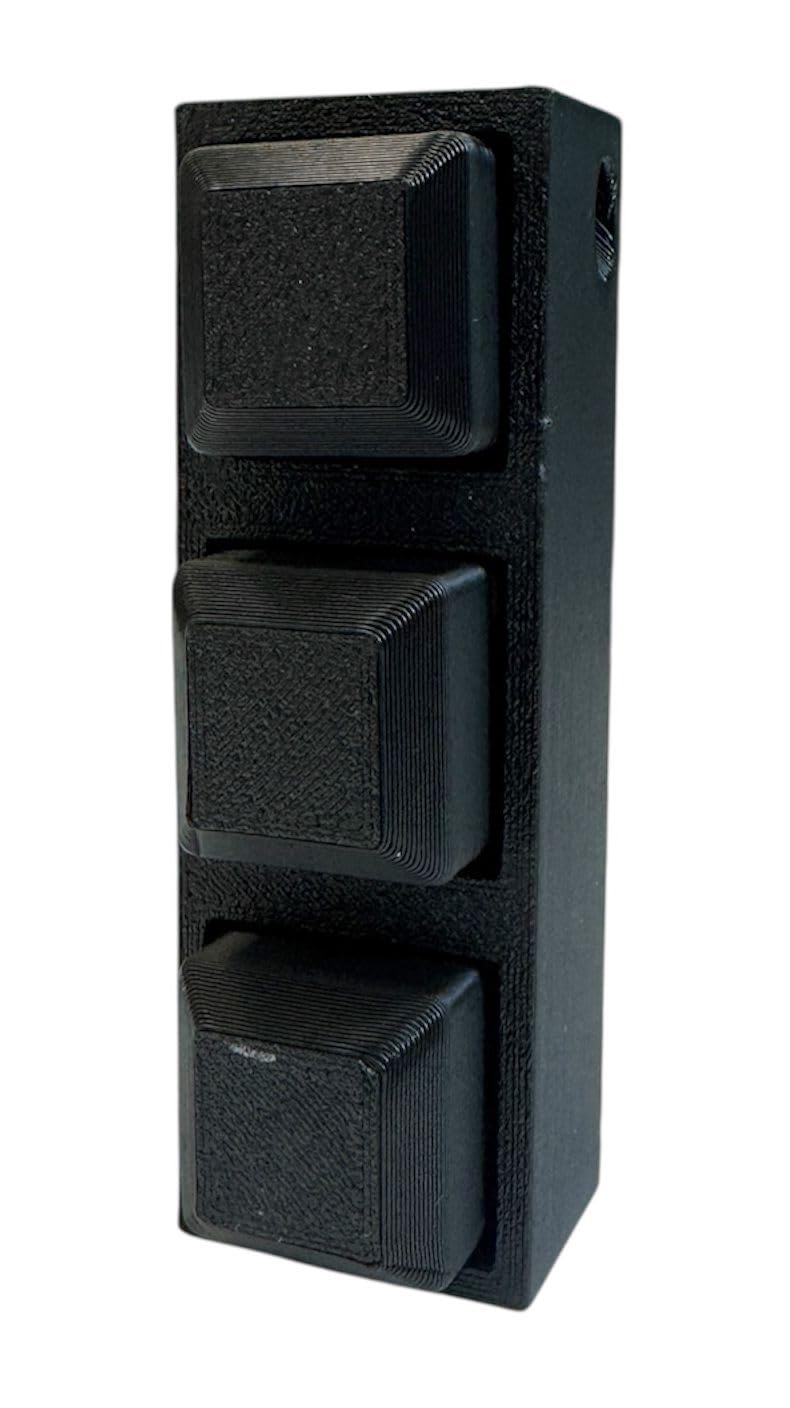 All-Black Triple-Sensory Spike Fidget Keychain – Silent Keycaps – 3"×1"×0.9" Stim Stick / Porte-clés Fidget Noir Intégral à Pointes – Touches Silencieuses