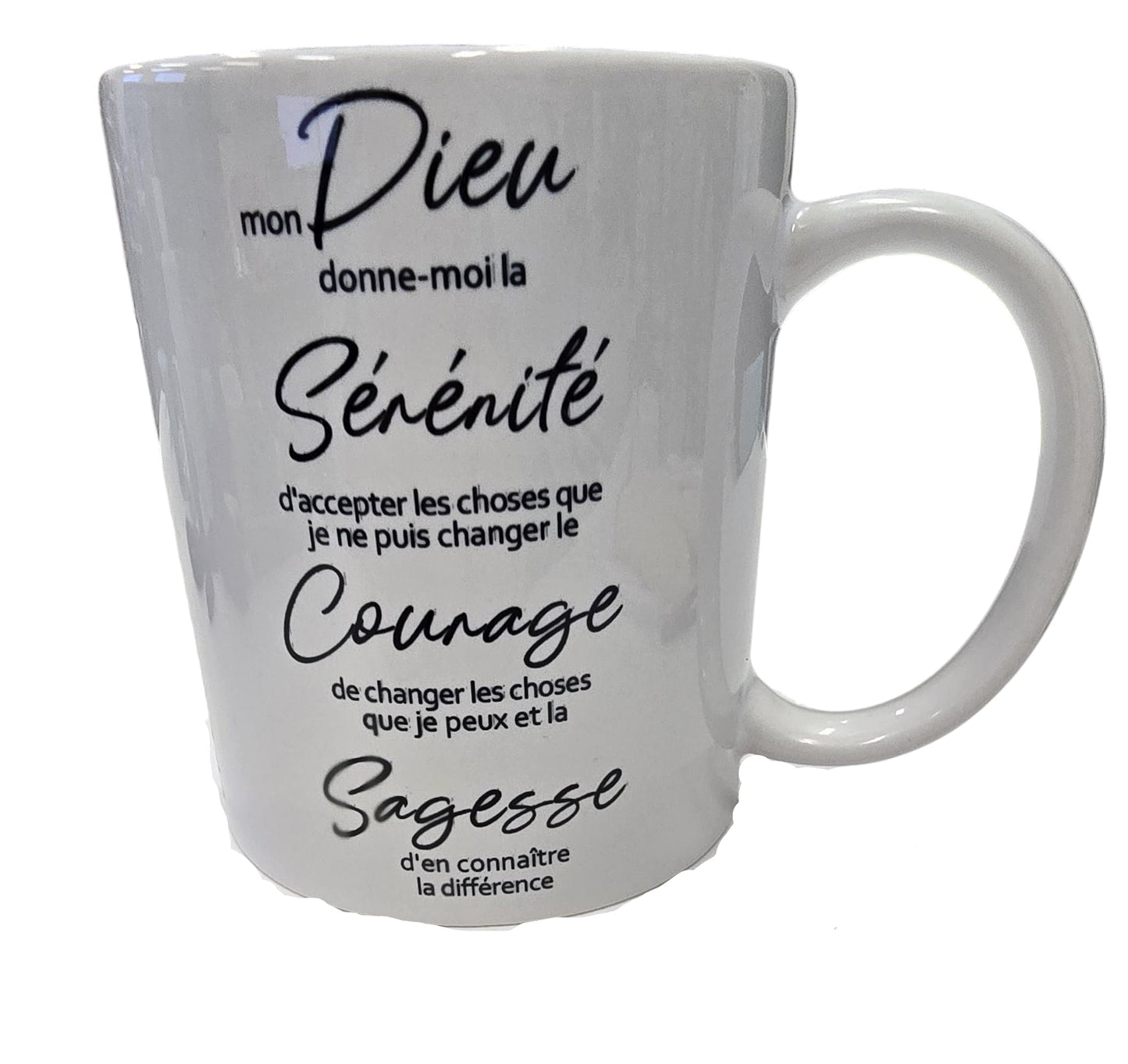 12 oz Handmade Recovery Mug 1 Year – Unity • Service • Recovery Design + French Serenity Prayer/Tasse faite à la Main 12 oz – Unité • Service • Rétablissement + Prière de la Sérénité - 1 ans