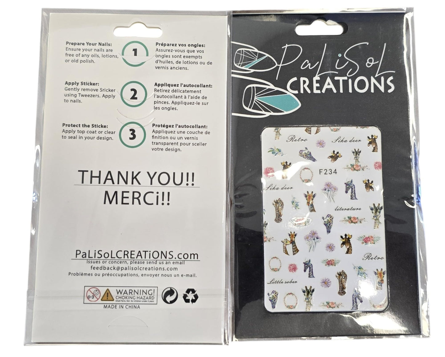 Adorable Giraffe Nail Art Stickers – Cute Animal Decals in Tan, Orange, Pink & White for Unique Manicure Designs - Safari Inspired Nail Art
