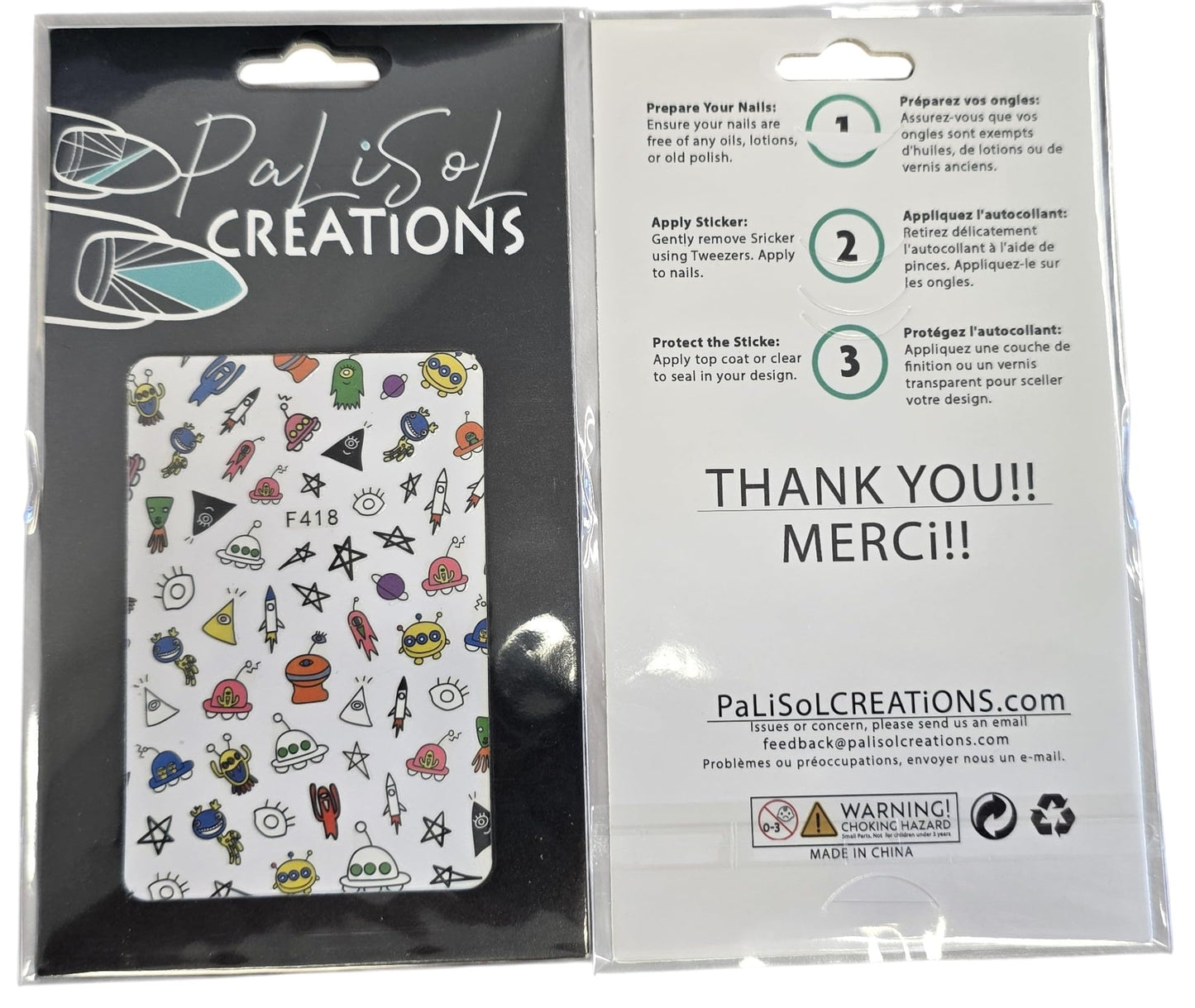 Space UFO Planets Nail Art Stickers – Third Eye, Rockets, Stars & Galaxy Designs | Cute Cosmic Manicure Decals