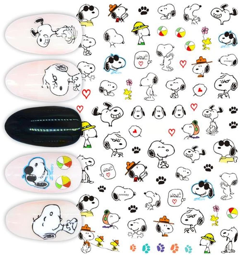 Cartoon Super Cute Dog Nail Stickers | Adorable Pups Snoopy Hats & Glasses Nail Art Decals | Fun Animal Nail Stickers for Dog Lovers