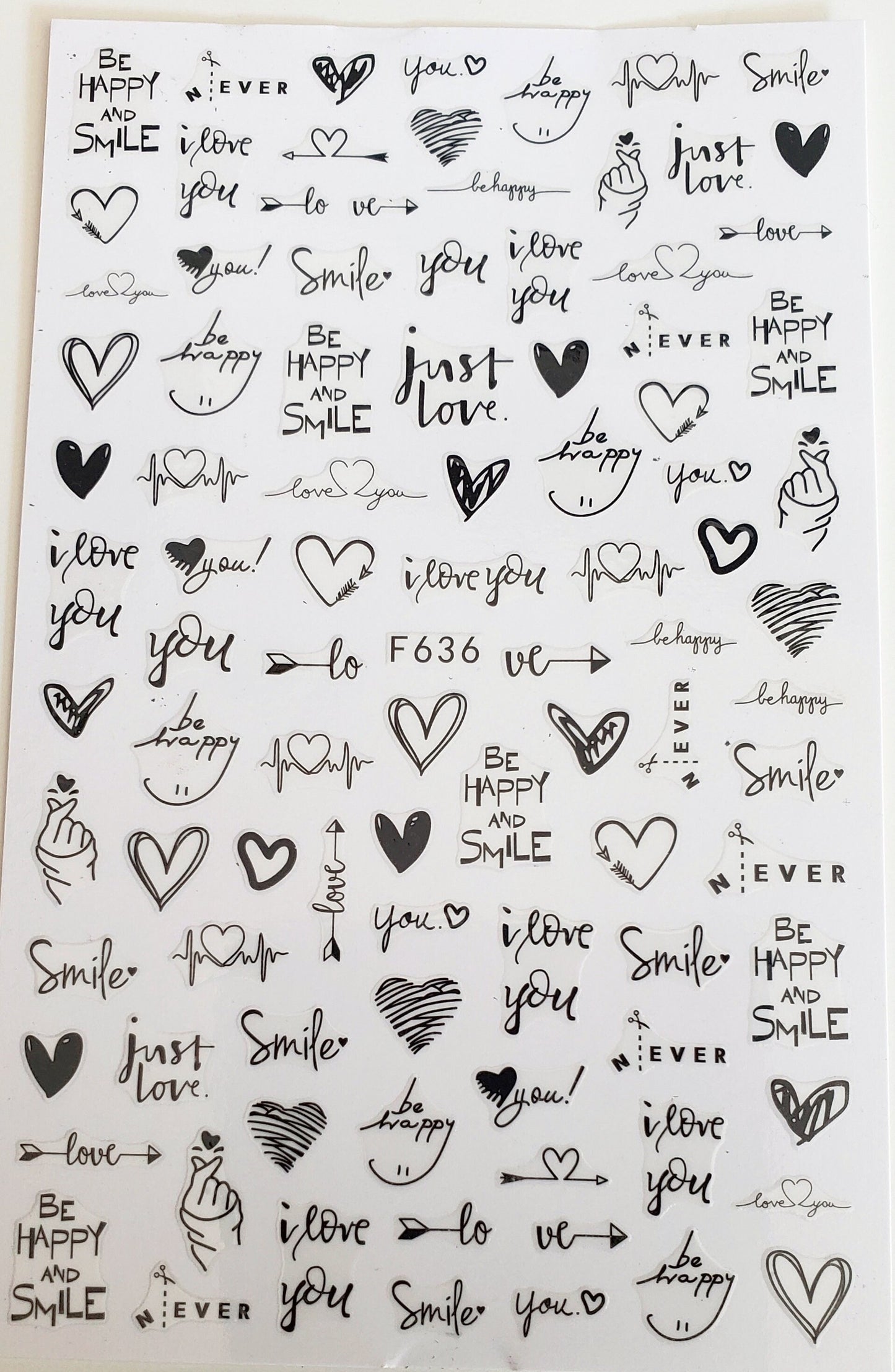 My Funny Valentine oh How I love you finger nail stickers hearts