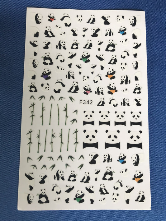 Panda love black and white nail art stickers - fun and unique