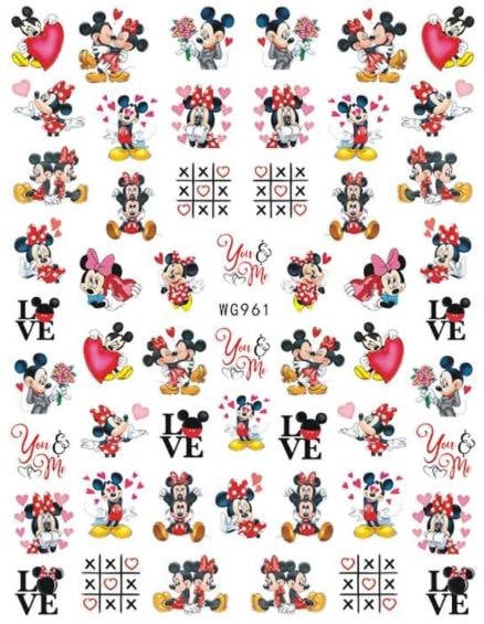 So in Love Cute Minnie & Mickey Heart Xoxo Nail Decals Sticker Salon Quality Nail Art - Valentines Day - Cartoon Mouse Nail sticker