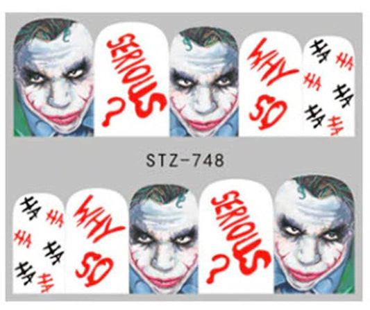 10 joker why so serious ha ha nail stickers punk gothic rockabilly nail wrap decals sticker
