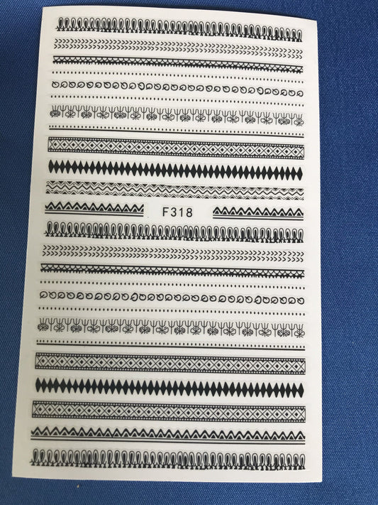 Black and white zigzag modern patterns nail stickers for modern nail art create