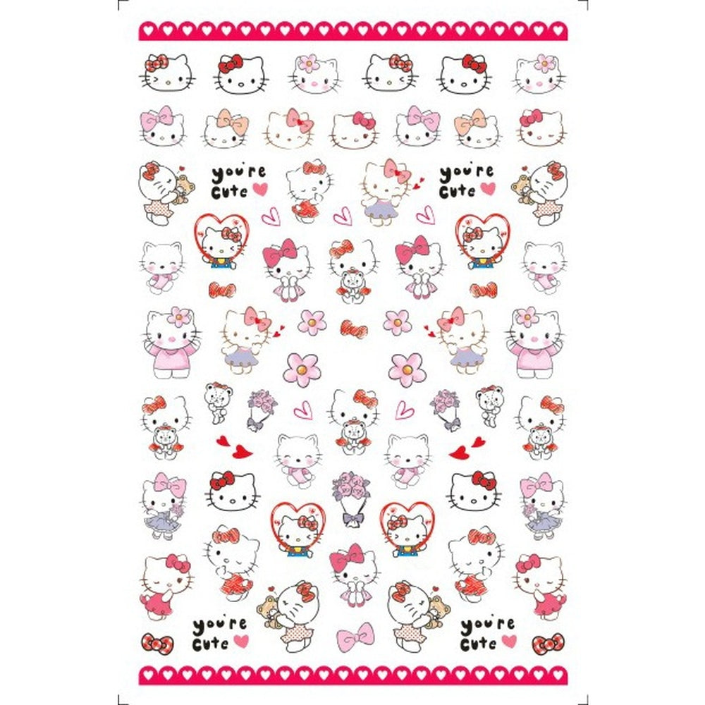 Kawaii Kitty Bow Cat Nail Stickers Cute Cartoon Cat Nail Art Decals Pink Kawaii Nail Stickers Cute Character Nails DIY Nail Art - Hello