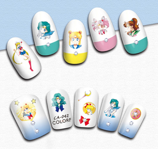 Anime Sailor Kawaii Nail Stickers - Manga Cartoon - Geek, Love, Heart, Bows, Sailor Jupiter Stickers Kawaii - Moon