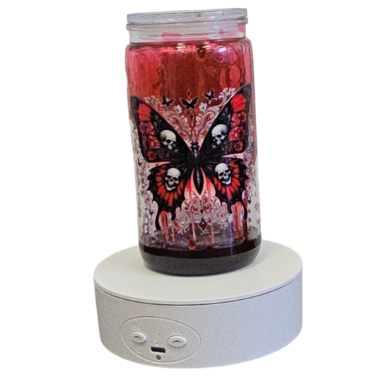 Skeleton Blood Drip 16oz Halloween Snowglobe Tumbler with Straw / Gobelet d’Halloween Gouttes de Sang 16oz avec paille