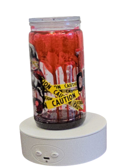 True Crime Junkie Crossing 16oz Blood Drip Halloween Snowglobe Tumbler with Straw / Gobelet d’Halloween True Crime Junkie 16oz Effet Sanglant avec paille (Copy)