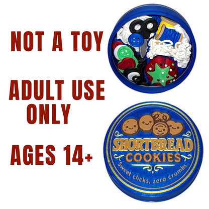 NOT A Toy – Shortbread Cookie Tin–Style Adult Desk Fidget (Blue), Decorative Stress-Relief Clicker, Ages 14+ / Accessoire Sensoriel de Bureau Décoratif - Tactile Desk Accessory - Sensory Desk Object