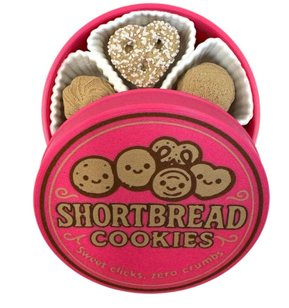 NOT A Toy – Shortbread Cookie Tin–Style Adult Desk Clicker (Pink), Decorative Desk Accessory, Ages 14+ / Accessoire de Bureau Décoratif - Tactile Desk Accessory - Sensory Desk Object