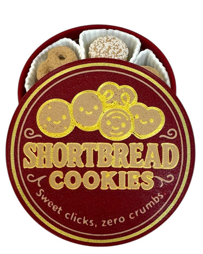 NOT A Toy – Shortbread Cookie Tin–Style Adult Desk Clicker (Red), Decorative Desk Accessory, Ages 14+ / Accessoire de Bureau Décoratif - Tactile Desk Accessory - Sensory Desk Object