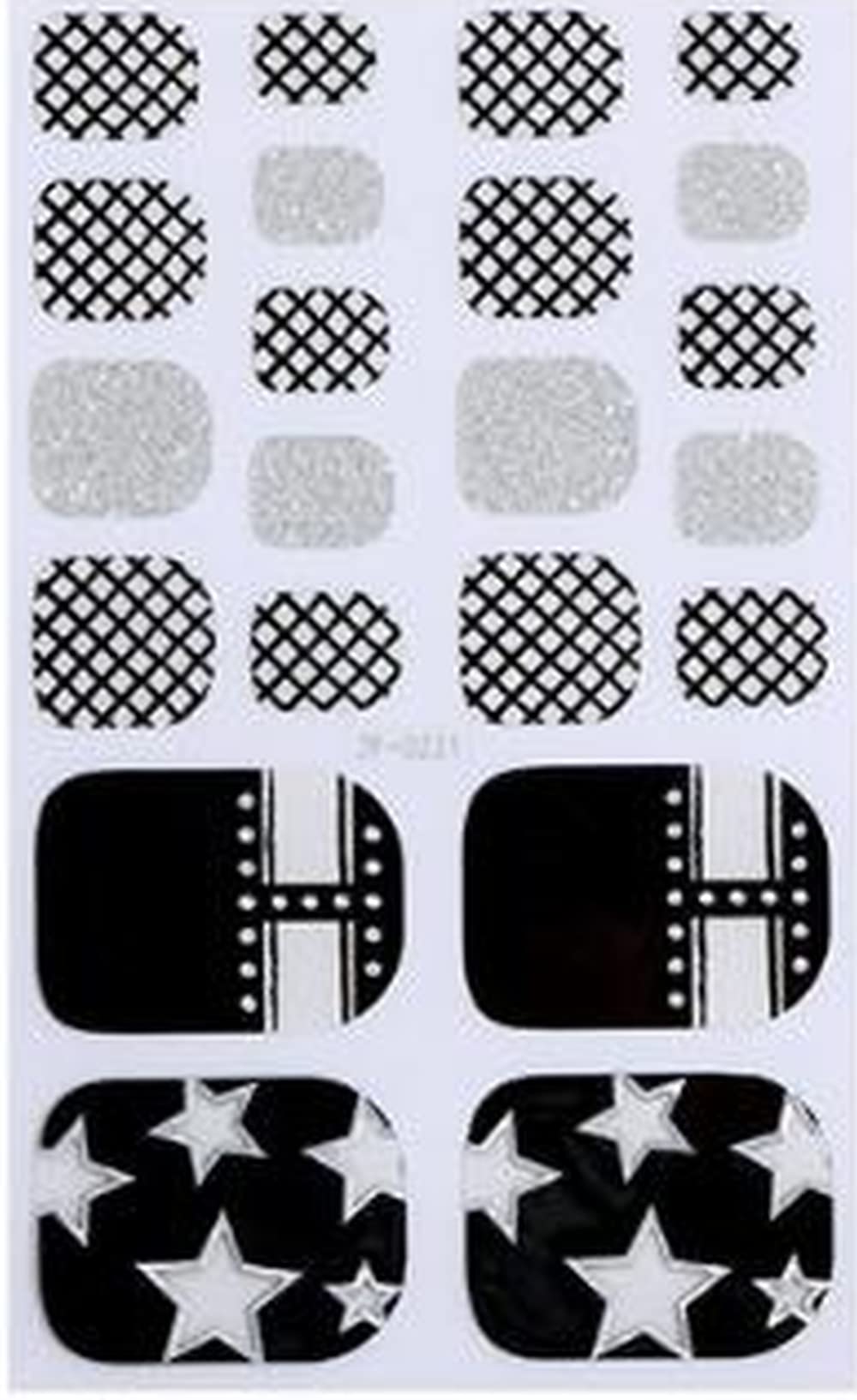 Black Silver Glitter with See-Through Stars Chain Fence with Rhinestone Inspired Look for Your Toes These Very Cute Toe Nail Wraps are Sure to Get You Noticed.