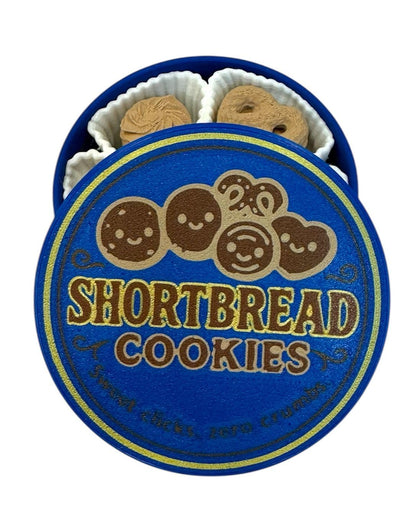 NOT A Toy – Shortbread Cookie Tin–Style Adult Desk Clicker (Blue), Decorative Desk Accessory, Ages 14+ / Accessoire de Bureau Décoratif - Tactile Desk Accessory - Sensory Desk Object