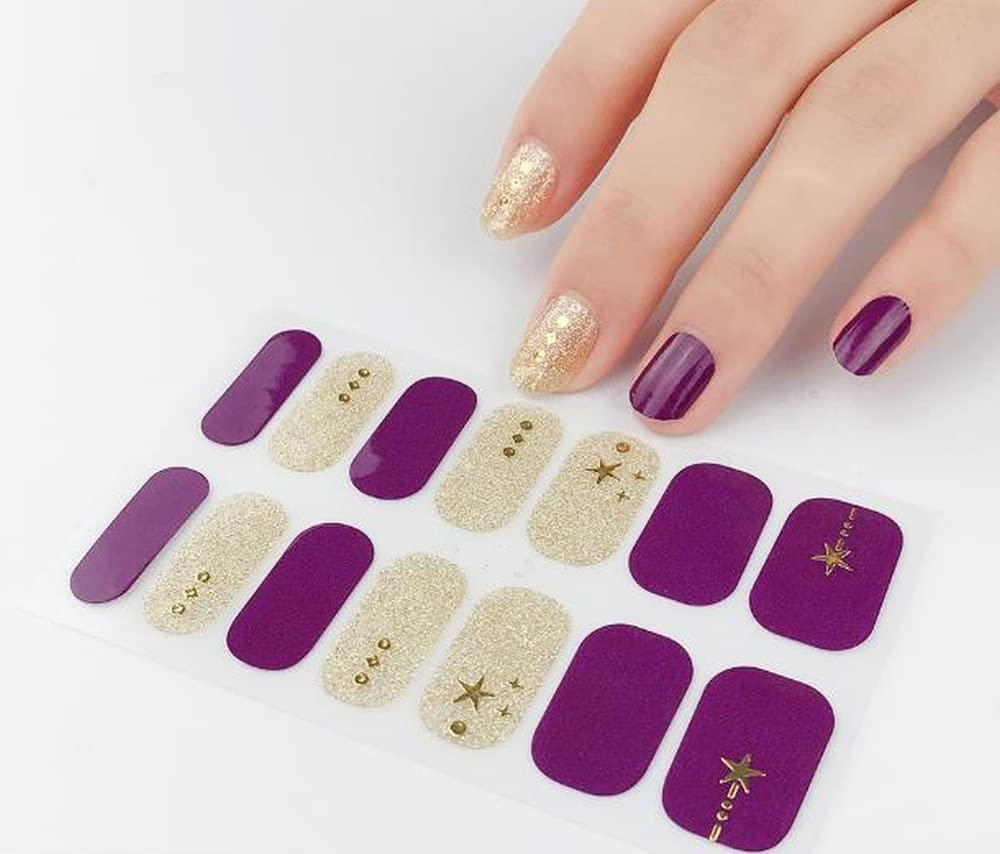 Classy and Elegant Purple Gold Glitter with Stars and Gold Dots