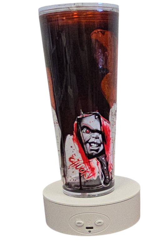 Chucky & Tiffany 24oz Halloween Snowglobe Tumbler with Straw / Gobelet d’Halloween Chucky & Tiffany 24oz avec paille