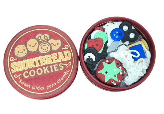 NOT A Toy – Shortbread Cookie Tin–Style Adult Desk Fidget (Red), Decorative Stress-Relief Clicker, Ages 14+ / Accessoire Sensoriel de Bureau Décoratif - Tactile Desk Accessory - Sensory Desk Object