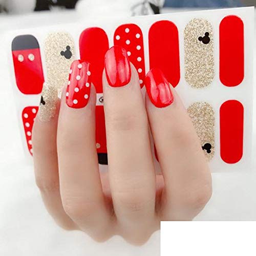 Mickey Minnie nail wraps stickers Black Red Polk a Dot Fingernail wrap design