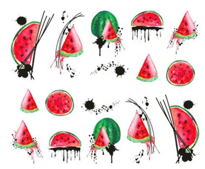 Summer Fruits Water Decals for Fingernail Art - Cherry - Cherries - Orange - Grapefruit - Watermelon - Strawberry - Strawberries