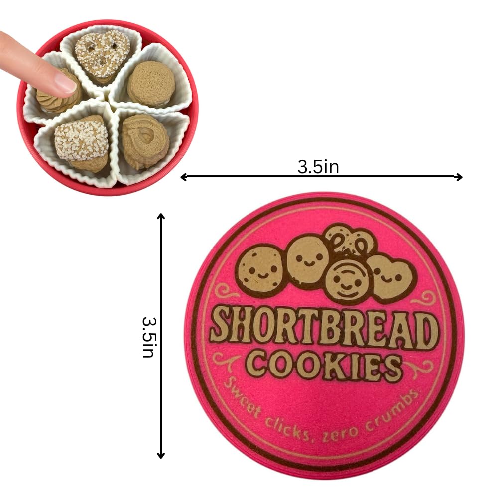 NOT A Toy – Shortbread Cookie Tin–Style Adult Desk Clicker (Pink), Decorative Desk Accessory, Ages 14+ / Accessoire de Bureau Décoratif - Tactile Desk Accessory - Sensory Desk Object