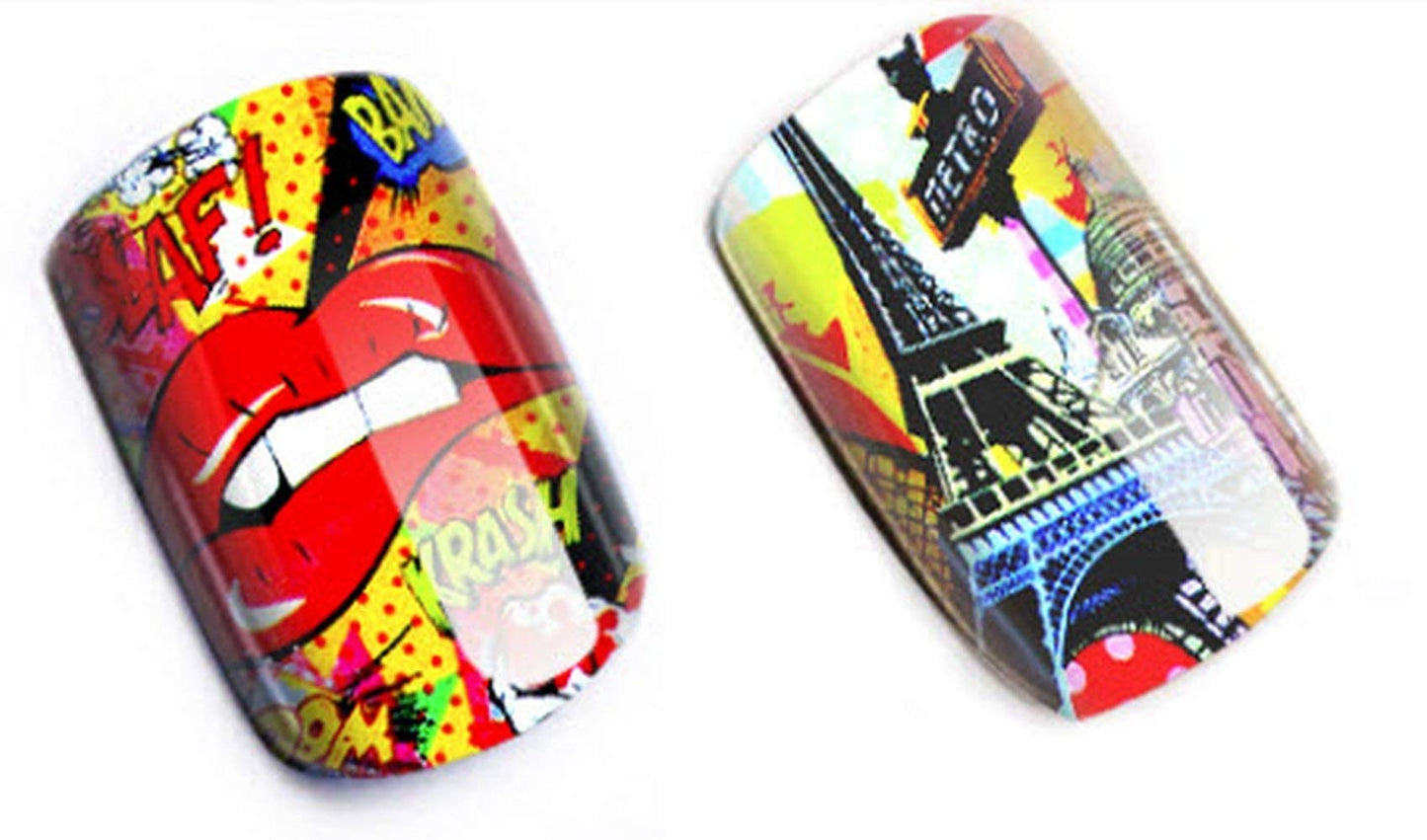 Plus Size Appeal Full Sheet PoP Culture Lips Nail Stickers - Salon Quality Nail Art Nail Wrap Nail Decals - 1 Sheet