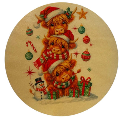 Highland Cow Christmas Mug with Matching Coaster/Tasse de Noël Vache Highland + Sous-Verre – 12oz