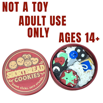 NOT A Toy – Shortbread Cookie Tin–Style Adult Desk Fidget (Red), Decorative Stress-Relief Clicker, Ages 14+ / Accessoire Sensoriel de Bureau Décoratif - Tactile Desk Accessory - Sensory Desk Object