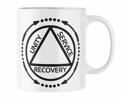 12 oz Handmade Recovery Mug – Unity • Service • Recovery Design + French Serenity Prayer/Tasse faite à la Main 12 oz – Unité • Service • Rétablissement + Prière de la Sérénité