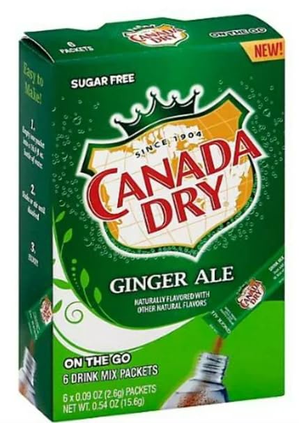 Ginger Ale Singles To Go Powdered Drink Mix, 1 Boxes with 6 Packets Each - 6 Total Servings, Sugar-Free Drink Powder 6 count (Pack of 1) Keto Burst with Flavor, Zero Guilt! Low Carb, Zero Sugar Drink Mix - 1 Box of Canada Dry Ginger Ale