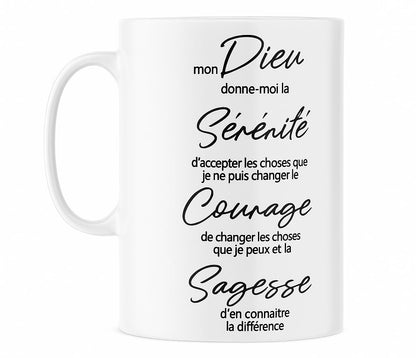 12 oz Handmade Recovery Mug – Unity • Service • Recovery Design + French Serenity Prayer/Tasse faite à la Main 12 oz – Unité • Service • Rétablissement + Prière de la Sérénité