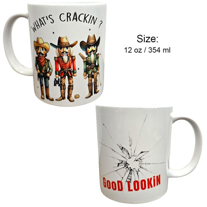 What’s Crackin’? Cowboy Nutcracker Mug & Coaster Set/Ensemble Tasse & Sous-Verre « What’s Crackin’ ? » Style Casse-Noisettes Cowboys – 12oz