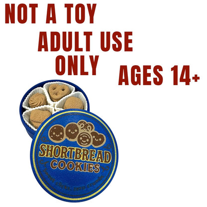 NOT A Toy – Shortbread Cookie Tin–Style Adult Desk Clicker (Blue), Decorative Desk Accessory, Ages 14+ / Accessoire de Bureau Décoratif - Tactile Desk Accessory - Sensory Desk Object