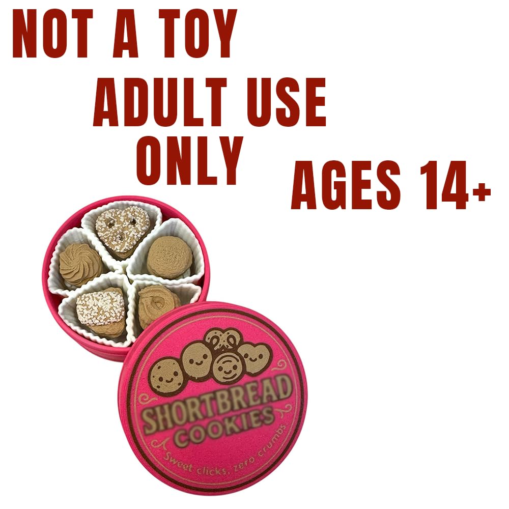 NOT A Toy – Shortbread Cookie Tin–Style Adult Desk Clicker (Pink), Decorative Desk Accessory, Ages 14+ / Accessoire de Bureau Décoratif - Tactile Desk Accessory - Sensory Desk Object