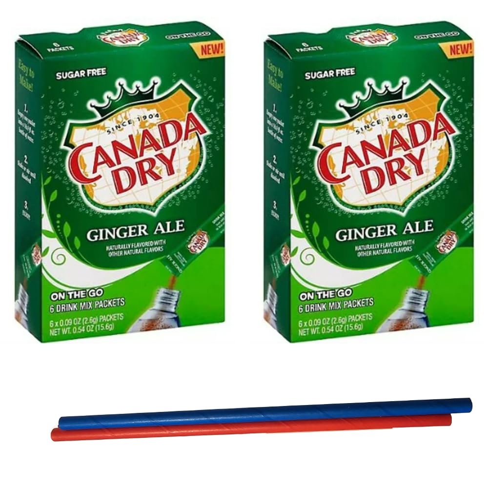 Ginger Ale Singles To Go Powdered Drink Mix, 2 Boxes with 6 Packets Each - 12 Total Servings, Sugar-Free Drink Powder 6 count (Pack of 2) Keto Burst with Flavor, Zero Guilt! Low Carb, Zero Sugar Drink Mix - 2 Box of Canada Dry Ginger Ale