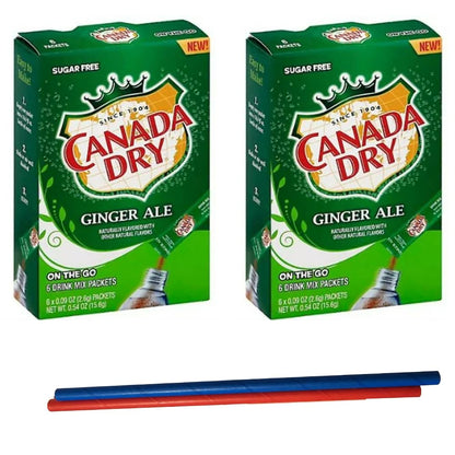 Ginger Ale Singles To Go Powdered Drink Mix, 2 Boxes with 6 Packets Each - 12 Total Servings, Sugar-Free Drink Powder 6 count (Pack of 2) Keto Burst with Flavor, Zero Guilt! Low Carb, Zero Sugar Drink Mix - 2 Box of Canada Dry Ginger Ale