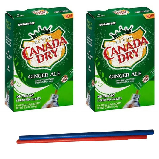 Ginger Ale Singles To Go Powdered Drink Mix, 2 Boxes with 6 Packets Each - 12 Total Servings, Sugar-Free Drink Powder 6 count (Pack of 2) Keto Burst with Flavor, Zero Guilt! Low Carb, Zero Sugar Drink Mix - 2 Box of Canada Dry Ginger Ale