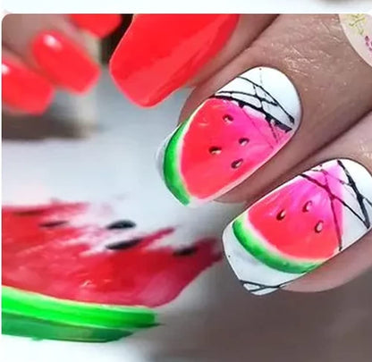 Summer Fruits Water Decals for Fingernail Art - Cherry - Cherries - Orange - Grapefruit - Watermelon - Strawberry - Strawberries