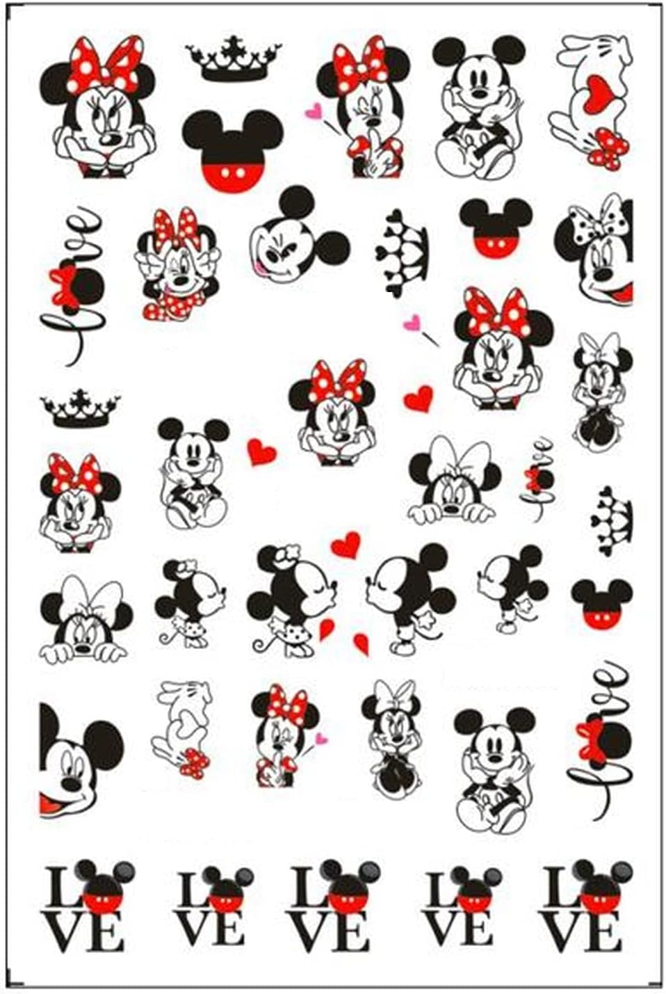 Mouse Nail Art Nails Sticker Red Bow Cute Minnie Mickey are so in Love Nail Sticker Salon Quality Nail Art Flower - Heart Hearts - Love Ears