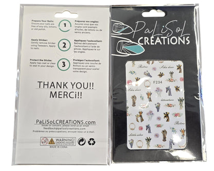 Adorable Giraffe Nail Art Stickers – Cute Animal Decals in Tan, Orange, Pink & White for Unique Manicure Designs - Safari Inspired Nail Art