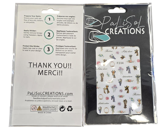 Adorable Giraffe Nail Art Stickers – Cute Animal Decals in Tan, Orange, Pink & White for Unique Manicure Designs - Safari Inspired Nail Art
