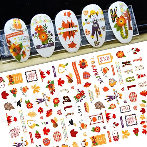 Fall nail art stickers pie Leaves great for Thankgiving! – Scarecrows, Pumpkins, Leaves & Harvest Designs for Autumn Manicure Decals