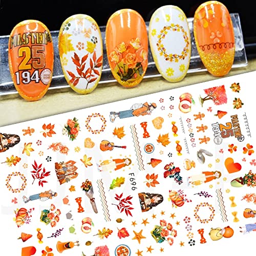 Autumn Fall Nail Art Stickers – Leaves, Pumpkins, Florals Cozy Harvest Designs for Beautiful Seasonal Manicure Decals Thanksgiving Thankful
