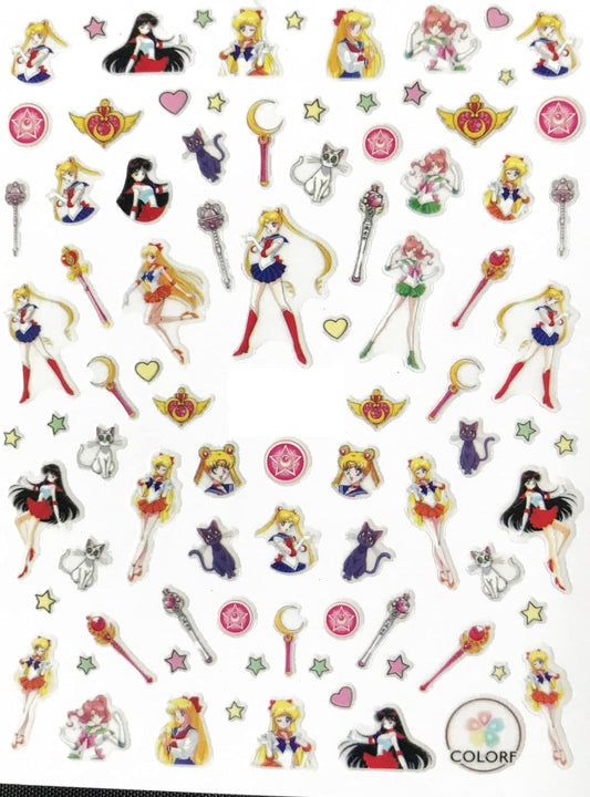 Anime Sailor Kawaii Nail Stickers - Manga Cartoon - Geek, Love, Heart, Bows, Jupiter Stickers Kawaii - Moon