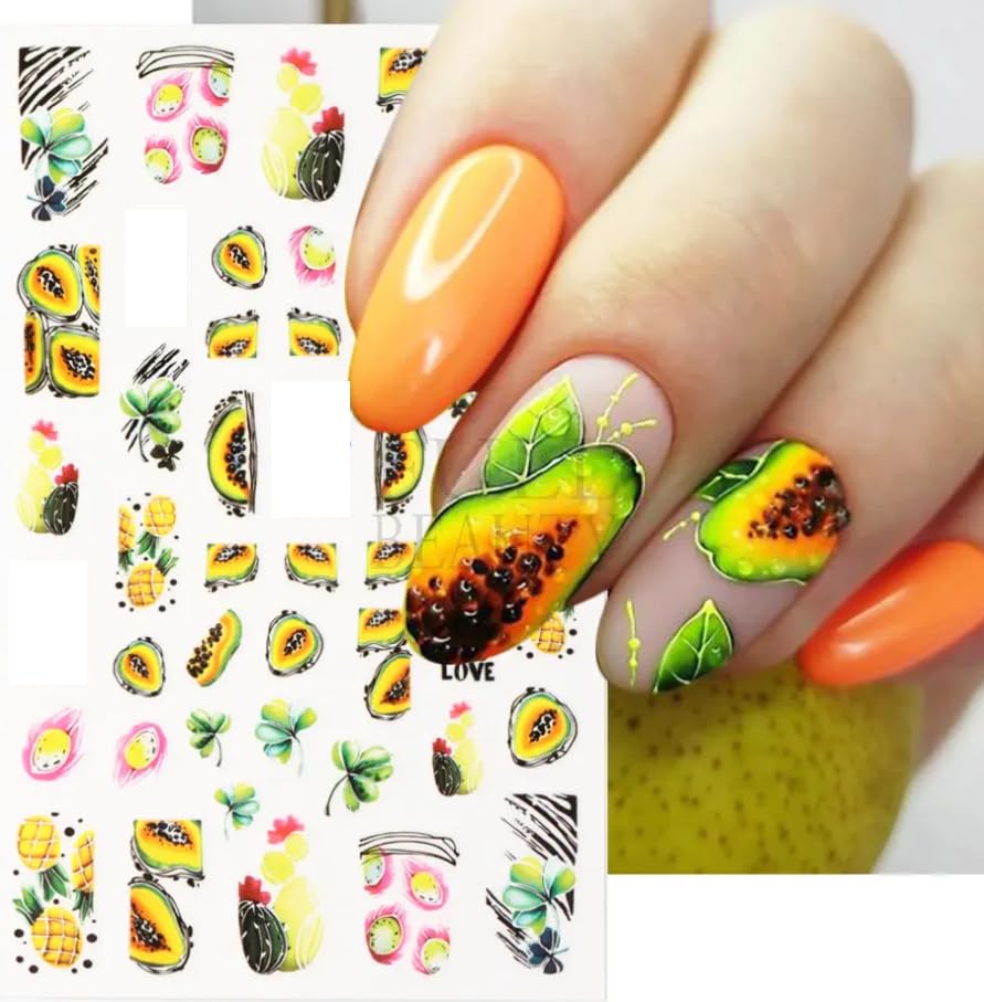 Do What You Love - Papaya stickers, Pinapple Nail Stickers Nail Art Stickers - Playful Nail Designs - Nail Sticker - collent pour ongles