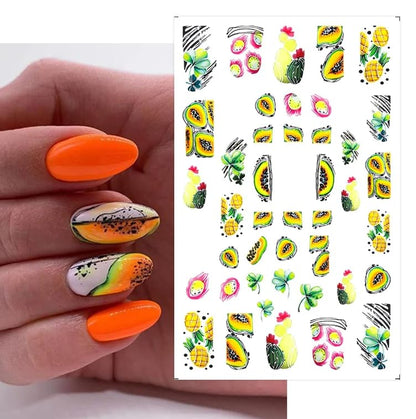 Do What You Love - Papaya stickers, Pinapple Nail Stickers Nail Art Stickers - Playful Nail Designs - Nail Sticker - collent pour ongles